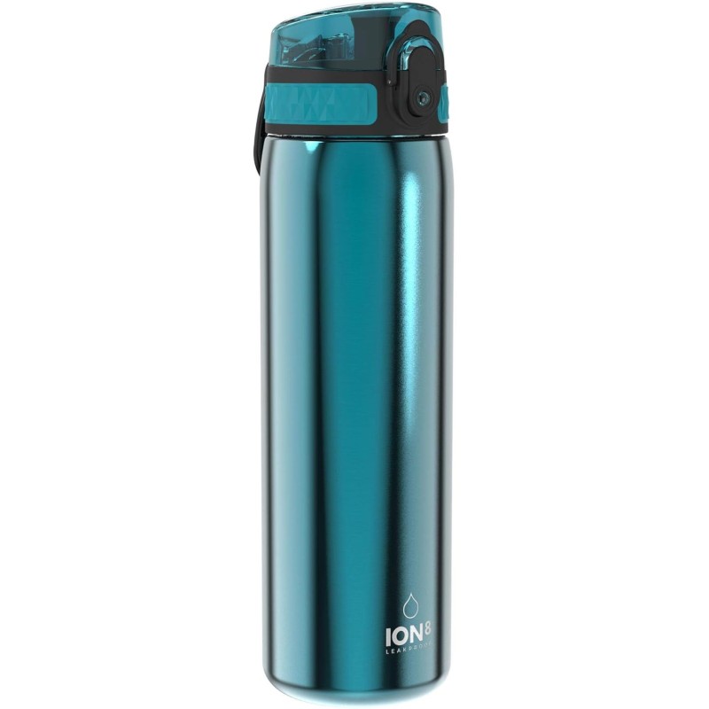 ION8 Lightweight Steel Water Bottle, 600 ml, Non-Insulated, Leak-Proof, One-Handed Opening, Secure Locking, Dishwasher Safe, Flip Lid, Carry Handle, Easy to Clean