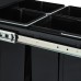 Relaxdays Built-In Rubbish Bin, 4-Way, Pull-Out Kitchen Bin for Base Cabinet, 4 x 8 Litres, 35.1 x 34.3 x 48 cm, Black