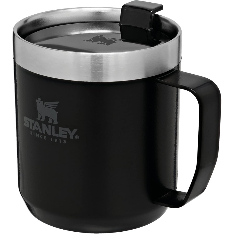 Stanley Classic Legendary Camp Mug Thermal Mug, 354 ml, Keeps Hot for 1.5 Hours - Cold for 3 Hours, BPA-Free, Dishwasher Safe, Stainless Steel Coffee Mug To Go, Matte Black