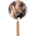 YEAKE Hand Mirror，Travel Makeup Mirror，Portable Lovely Wooden Vanity Mirror with Handle to Hang(round)