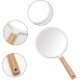 YEAKE Hand Mirror，Travel Makeup Mirror，Portable Lovely Wooden Vanity Mirror with Handle to Hang(round)