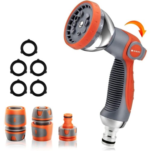 Bibury Garden Hand Shower, Garden Spray Gun, 10 Adjustable Watering Patterns, High Pressure Hand Sprayer, Garden Shower for Watering Lawn, Car Washing, Sidewalk Cleaning, Pet Bathing