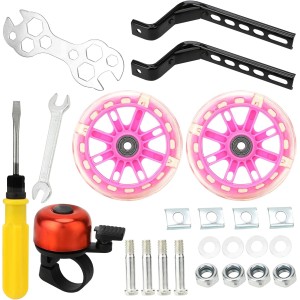 pwsap Bicycle Stabilisers for Children's Bike, Auxiliary Wheels for Children, Adjustable Children's Stabilisers, Universal Bike Training Wheels for 12 14 16 18 20 (Pink)
