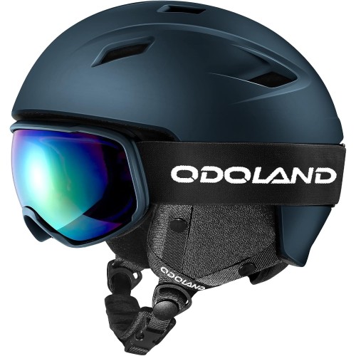 Odoland Ski Helmet and Ski Goggles Set, Snowboard Helmet with Snowboard Goggles for Men and Women, UV 400 Protection, Wind Resistance, for Skiing and Mountaineering