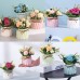 XONOR Artificial Flower Plants - Pot Mini Fake Hydrangea Flowers in Pot for Home Decor Party Wedding Office Patio Table Desk Decoration (Set of 4)