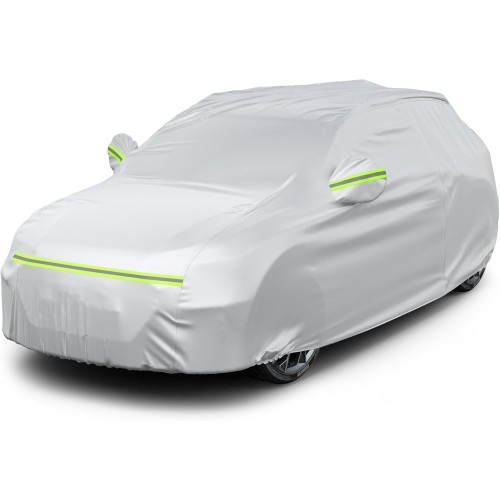 Favoto Car Cover, Full Garage Car Tarpaulin, Dustproof, Waterproof Car Cover for Winter & Summer for 430 cm - 465 cm SUV, Silver, 3 kg