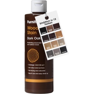 Furniture Clinic Wood Stain and Furniture Stain (Dark Oak) Non-Toxic Highly Concentrated Wood Stain Quick Drying Stain for All Wood Types Indoor and Outdoor 250ml
