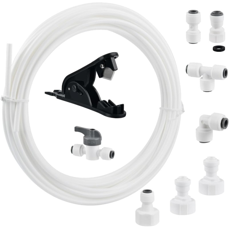 TMBMLPP 15 m Water Inlet Pipe Universal Connection Set, (1/4 inch, 1/2 inch, 3/4 inch, 7/16 inch) Water Hose, Hose Connector for Fridge, Fridge Hose, Water Inlet Line Connection Set