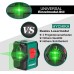 Hychika Cross Line Laser 30 m, self-levelling green line laser 360 ° degrees switchable horizontal/vertical/crossline with magnetic holder, IP54, USB charging and protective case