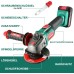 Hychika Cordless Battery-Powered Angle Grinder and Cutter with 115 mm Disc Diameter, 18 V, Idle Speed: 8500 min-1, Lock Switch