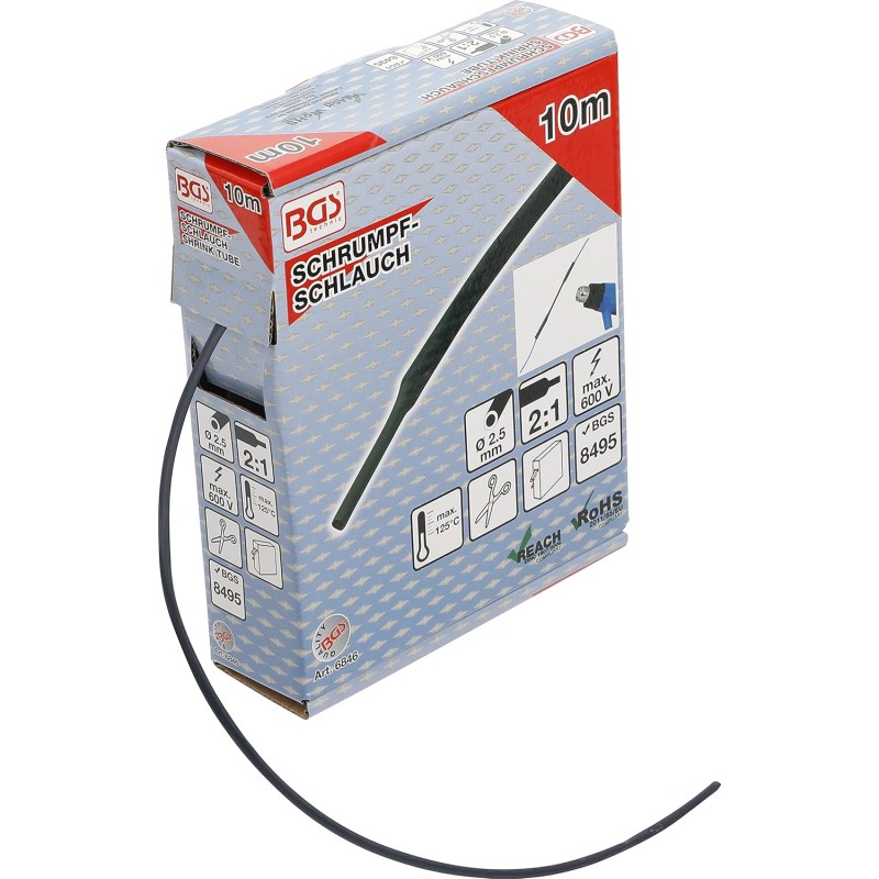 BGS 6846 | Heat Shrink Tube Box | Black | Diameter 2.5 mm | 10 m