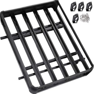VEVOR Black Aluminium Roof Rack Basket, Pannier Rack 127 x 90 x 14 cm, Luggage Cargo Carrier 100 kg, Roof Rack Bars with Bars, Car Roof Rack, Lightweight