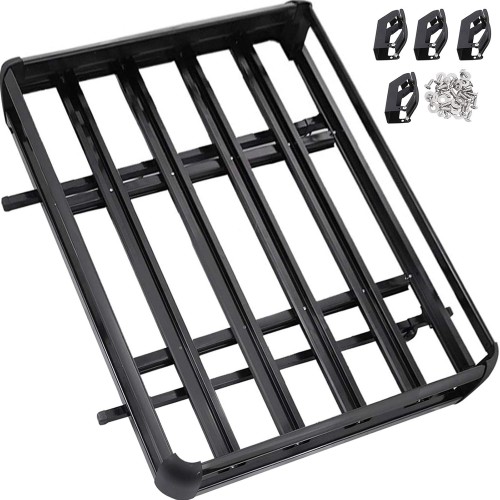 VEVOR Black Aluminium Roof Rack Basket, Pannier Rack 127 x 90 x 14 cm, Luggage Cargo Carrier 100 kg, Roof Rack Bars with Bars, Car Roof Rack, Lightweight