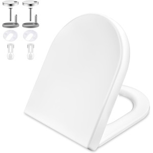 GRIFEMA ‎G951 Toilet Seat - UF Resin Material - Antibacterial - Automatic Descent - Soft-Close Mechanism - Quick Release Function - Easy to Clean - D Toilet Lid, White