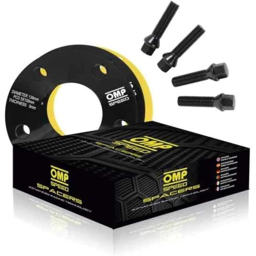 OMP Speed Set of 2 Wheel Spacers Double Centred Thickness 20 mm PCD: 5x112 CB: 57.1 OD: 139 Screws x20 M14x1.5 Cone + 14x1.5 Ball Black Aluminium - OMPS08652001