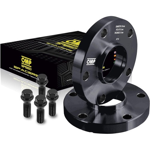 OMP Speed Set of 2 Wheel Spacers Double Centred Thickness 20 mm PCD: 5x100 CB: 57.1 OD: 139 Screws x20 M14x1.5 Cone + 14x1.5 Ball Black Aluminium - OMPS08412001