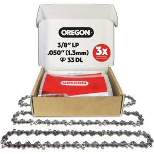 Oregon Pack of 3 Saw Chains 3/8 Inch LP for 20 cm Rail - 33 Drive Links, 1.3 mm - Low-Kickback Chain Compatible with Bosch, Ryobi, Ferrex, Primaster and More