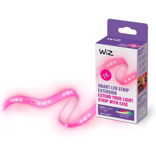WiZ Tunable White and Colour Lightstrip 1 m Extension (880 lm), LED Strip with 16 Million Colours or Warm to Cool White Dimmable Light, Smart Light Control via WLAN by Voice/App