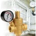 Regun DN15 Pressure Regulator Water, Brass Pressure Reducing Valve, Adjustable Water Pressure Regulator with Pressure Gauge, Can Be Used in Private Homes, Buildings and Factories