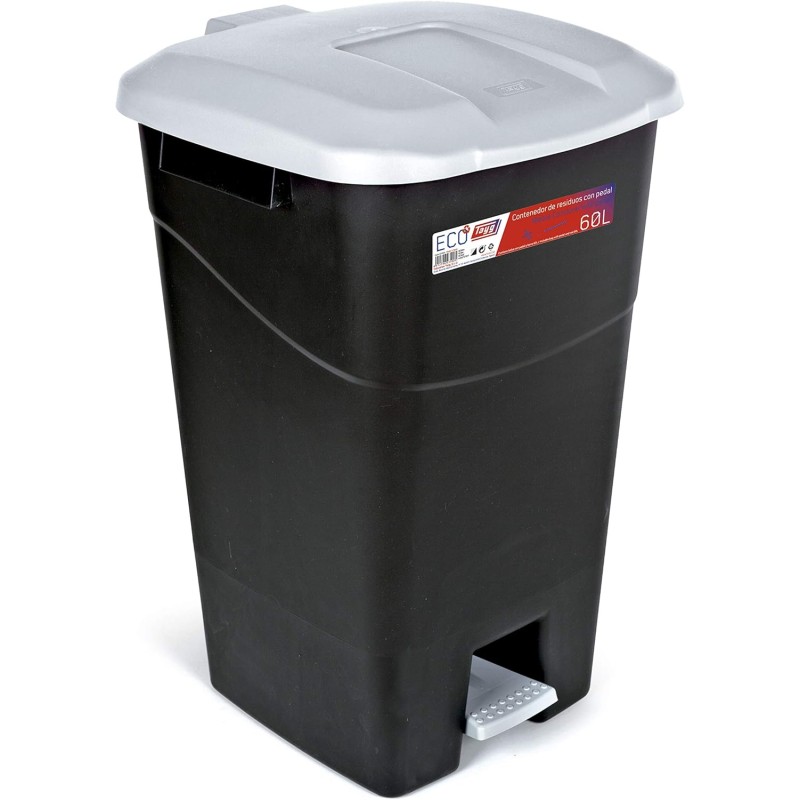 Tayg - 60 Litre Pedal Bin with Black Base and Grey Lid