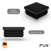 FUX Pack of 10 Plastic Square Pipe Plugs, 10 x 10 mm - 120 x 120 mm, Slat Plugs, Furniture Gliders, Chair Leg Caps, Sealing Plugs, Chair Leg Protectors, Plugs, Square Plugs (15 x 15 mm, Black)