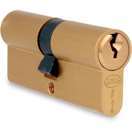 AMIG - Security cylinder for wooden doors - size 60 (30-30) mm - 5 pins - anti-drill - 15 mm pin - includes 3 brass keys - matt finish