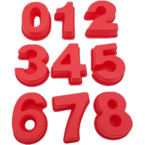 Small 9 Piece Silicone Number Cake Molds Jelly Chocolate Molds Candy Muffin Mold (4