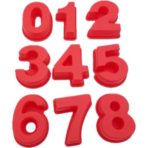 Small 9 Piece Silicone Number Cake Molds Jelly Chocolate Molds Candy Muffin Mold (4