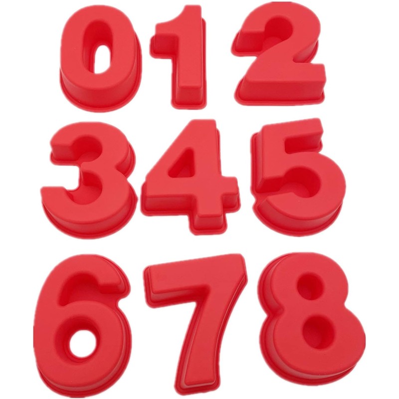 Small 9 Piece Silicone Number Cake Molds Jelly Chocolate Molds Candy Muffin Mold (4