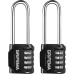 GRIFEMA 2 Pack Combination Lock 4 Digit with Long Shackle - Padlock Weatherproof Frost-Proof Lock with Combination Code Zinc Alloy Robust, Safe, Locks for Locker, Garage, Gate, School, Suitcase
