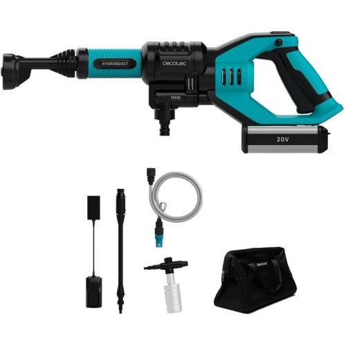 Cecotec HydroBoost 10000 Liberty Cordless Pressure Washer, Power 180 W, Maximum Pressure 24 Bar, Maximum Flow 180 l/h, Eco Mode, Autonomy 55 Minutes, Includes Soap Bottle and Carry Bag