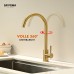 GRIFEMA Kitchen Tap Water-Saving - Kitchen Tap 360° Rotation, Mixer Tap with 50 cm Cold Hot Water 3/8 Inch Hoses, Tap Easy Assembly, Sink Mixer Tap Stainless Steel, Brushed Gold