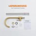 GRIFEMA Kitchen Tap Water-Saving - Kitchen Tap 360° Rotation, Mixer Tap with 50 cm Cold Hot Water 3/8 Inch Hoses, Tap Easy Assembly, Sink Mixer Tap Stainless Steel, Brushed Gold