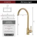 GRIFEMA Kitchen Tap Water-Saving - Kitchen Tap 360° Rotation, Mixer Tap with 50 cm Cold Hot Water 3/8 Inch Hoses, Tap Easy Assembly, Sink Mixer Tap Stainless Steel, Brushed Gold