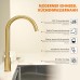 GRIFEMA Kitchen Tap Water-Saving - Kitchen Tap 360° Rotation, Mixer Tap with 50 cm Cold Hot Water 3/8 Inch Hoses, Tap Easy Assembly, Sink Mixer Tap Stainless Steel, Brushed Gold
