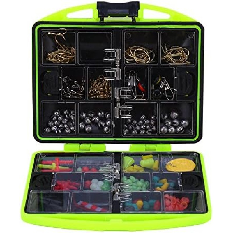 01 24 Compartments High Quality Plastic Fishing Tackle Full Loaded Box Kit Green Fishing Tackle for Outdoor Fishing