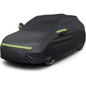 Favoto Car Cover, Winter Full Garage Car Tarpaulin, Dustproof, Waterproof Car Cover for 430 cm - 460 cm SUV, Black, 455 cm x 150 cm x 140 cm, 3 kg