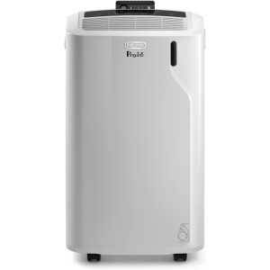 De’Longhi Pinguino PAC EM82 Eco мобилен климатик с изпускателен маркуч, функция за обезвлажняване и вентилация, климатизация за помещения до 80 м³, вграден прахов филтър и 24-часов таймер, бял
