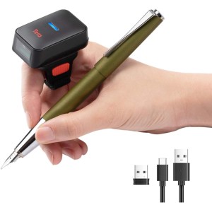 Tera Mini Barcode Scanner CCD 1D Wireless Bluetooth + 2.4GHz Wireless + USB Wired Portable Ring Scanner on Finger Mini Barcode Reader Screen Scanning, HW0011