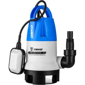 DEKO 400 W Потопяема помпа с плоско всмукване и поплавъчен превключвател Дебит 8000 л/ч Максимална дълбочина на потопяване 7 м Диаметър на частиците 35 мм – Потопяема помпа за мръсна вода Водна помпа Помпа за отпадни води за градина