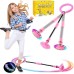 Q-WOOFF Children's Flashing Jump Ring, Sports Jumping Ball, Foldable Flash Jumping Ball, Suitable for Skill Games for Children or Adults, Exercise (Pink) (L)
