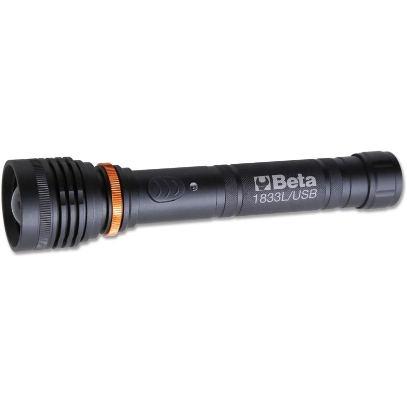 Beta 1833L/USB LED-Taschenlampe, Werkzeug (wiederaufladbare Lampe, 3 Leuchtstärken, aus robustem eloxiertem Aluminium, bis zu 1200 Lumen, tolle Geschenkidee, Leuchtweite: 230 m)