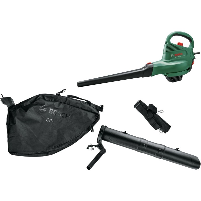 Bosch Home and Garden UniversalGardenTidy Electric Leaf Vacuum Cleaner/Leaf Blower (3000 W, Collection Bag 50 L, Continuous Speed Setting, for Blowing, Vacuuming and Chopping Leaves, in Box) Green,
