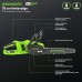 Greenworks 48 V (24 V x 2) Battery Chainsaw with Brushless Motor, 35 cm Blade Length, 20 m/s Chain Speed, Car Oiler with Two 4Ah Batteries and Double Charger, GD24X2CS36K4X