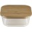 Cofan Set of 2 Square Lunch Boxes Made of Borosilicate | Bamboo Model | Bamboo Lid | Capacity 520-800 ml