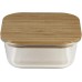 Cofan Set of 2 Square Lunch Boxes Made of Borosilicate | Bamboo Model | Bamboo Lid | Capacity 520-800 ml