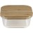 Cofan Set of 2 Square Lunch Boxes Made of Borosilicate | Bamboo Model | Bamboo Lid | Capacity 520-800 ml