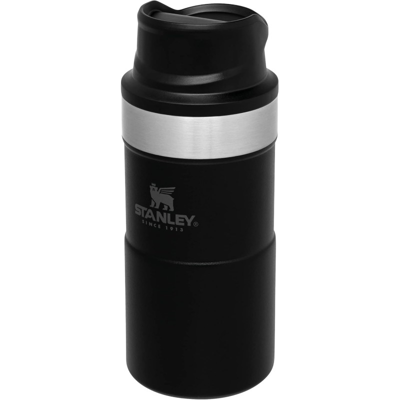 Stanley Trigger Action Thermal Mug 0.25 L – Keeps Hot for 3 Hours – Leak-Proof To Go Coffee Mug – BPA-Free – Fits Under Almost Any Coffee Machine – Dishwasher-Safe – Matte Black