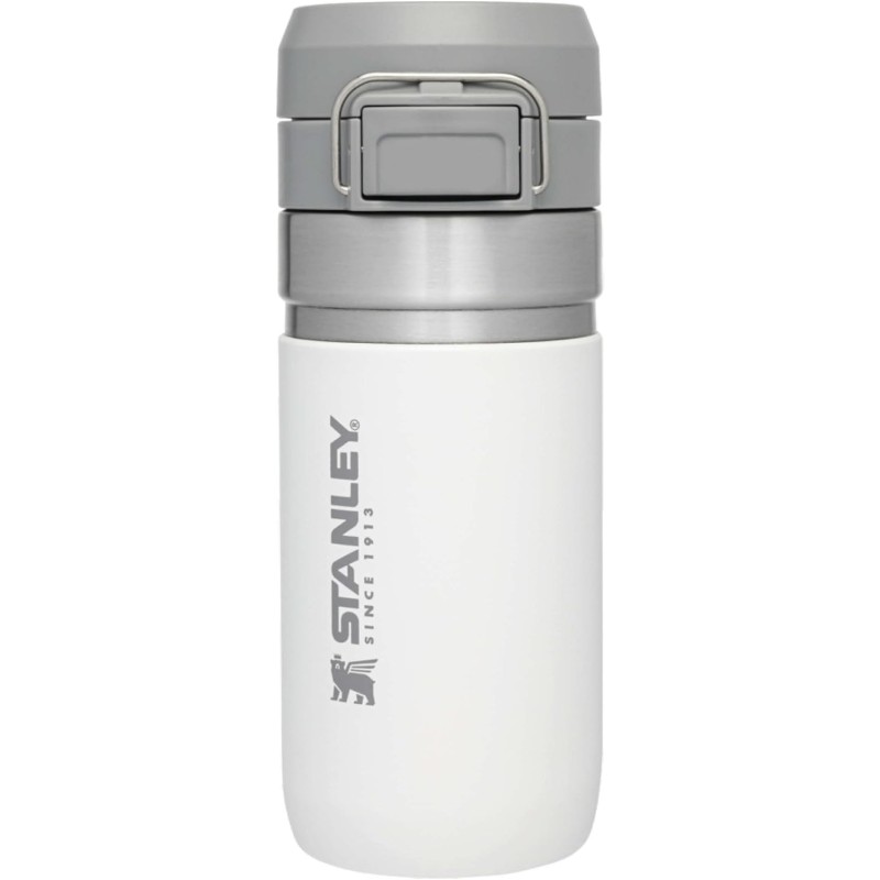 Stanley Quick Flip Water Bottle, Stainless Steel, 0.47 L, Keeps Drinks Cold for 7+ Hours, BPA-Free, Dishwasher-Safe, Push Button Lid, Leak-Proof Thermos Flask, Polar (White)