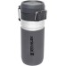 Stanley Quick Flip Water Bottle, Stainless Steel, 0.47 L, Keeps Drinks Cold for 7+ Hours, BPA-Free, Dishwasher-Safe, Push Button Lid, Leak-Proof Thermos Flask, Charcoal